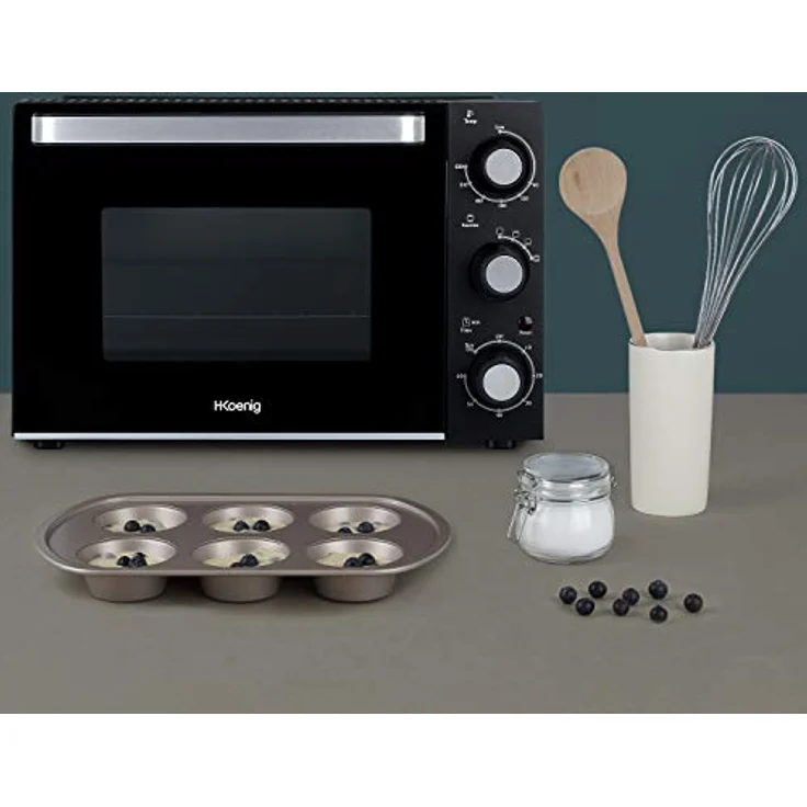 H.Koenig Mini Backofen, 20L, Elektrisch, FO20, Stellbar, Kompakt, Multifunktion, Leistungsstark, 1400W, Programmierbar, 4 Kochstufen, 230°, 60 Min. Timer, Glastür mit Doppelverglasung – Bild 5
