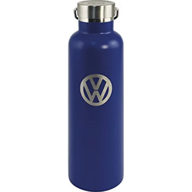 BRISA VW Collection - Original Volkswagen Edelstahl Thermos-Flasche, isoliert & doppelwandig, mit VW Schriftzug & Logo, blau, 735 ml