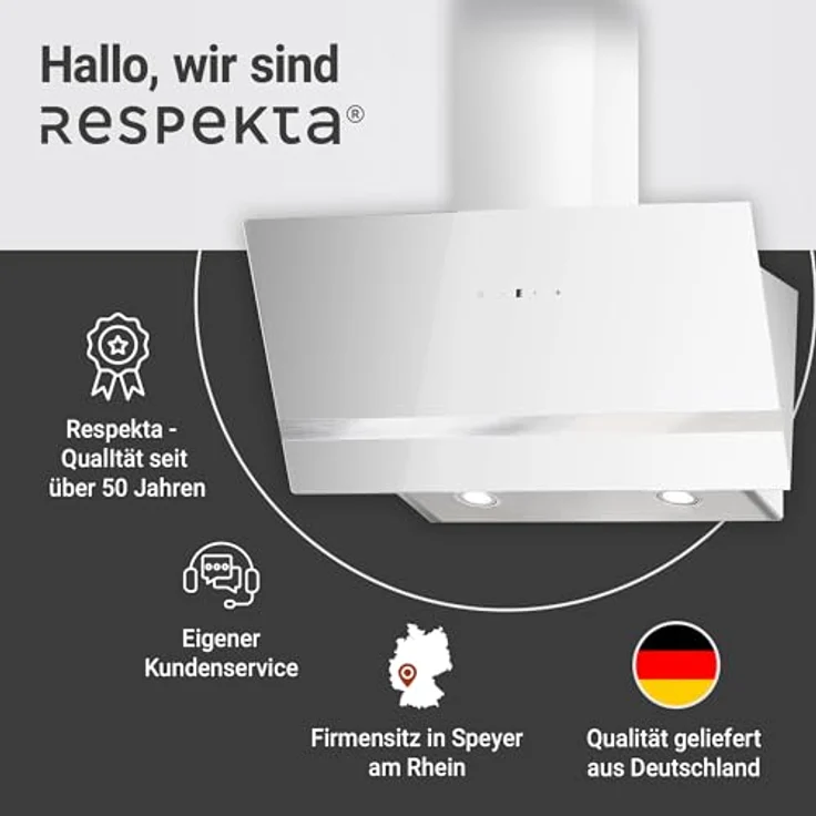 Respekta CH24080WM Kopffreihaube, Wandmontage, weiß – Bild 9
