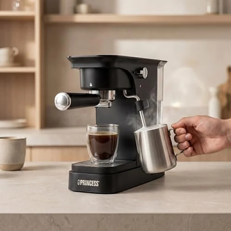 Princess 249421, Espressomaschine mit 20-Bar-Pumpe, 0,8 l Wassertank, schwarz – Bild 4