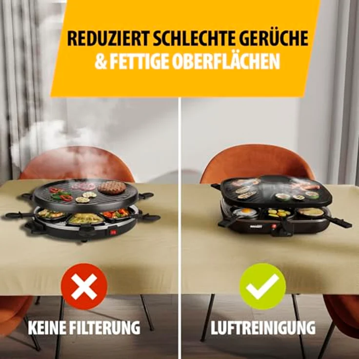 Tristar Raclette Clean Air RA-2760, 1100 W, für 6 Personen, geruchsarm, PFAS-frei, Antihaftbeschichtung, leicht zu reinigen – Bild 5