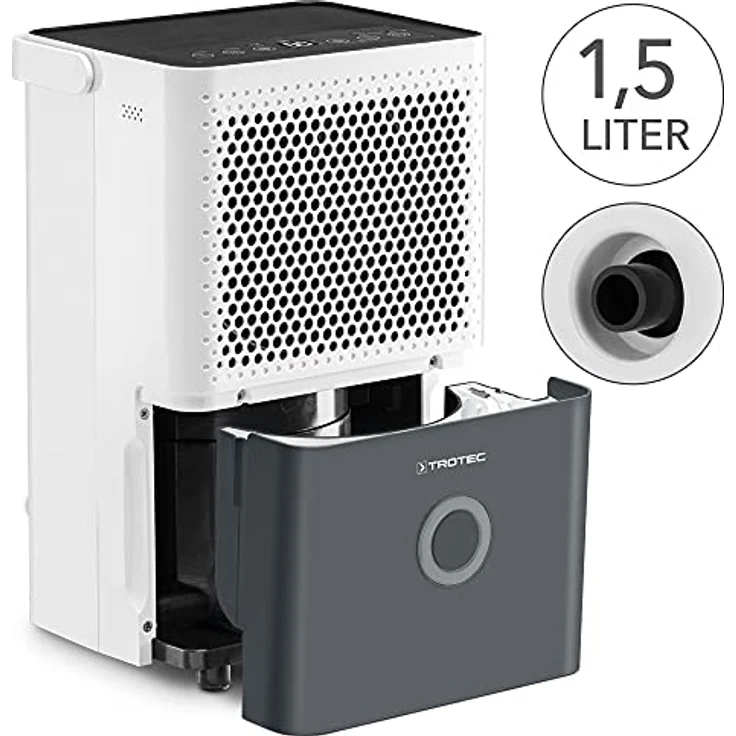 Trotec TTK 33 E Komfort Luftentfeuchter, bis 30 m², Entfeuchtungsleistung 14 l-Tag, 1,5 L Tank, Wäschetrocknungsfunktion, weiß-grau (1.120.000.037) – Bild 5