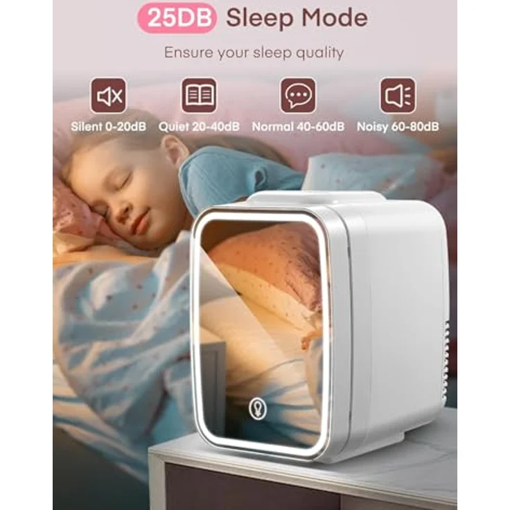 FOHERE 5L Mini Kühlschrank mit LED Spiegel, Kühl- und Heizfunktion, für Hautpflege und Getränke, 220V AC, weiß – Bild 5