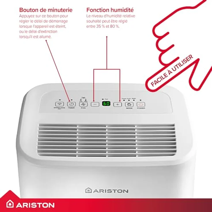 Ariston Luftentfeuchter Tragbar Deos 16s Net, Kunststoff, Weiß – Bild 7