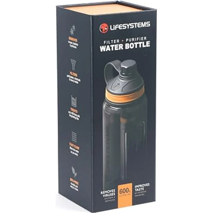 Lifesystems Wasserfilterflasche „Filter + Purifier“, 1000ml, Grau, mit Schnellfluss-Technologie und langlebigem Filter für bis zu 600 Liter Wasser – Bild 6