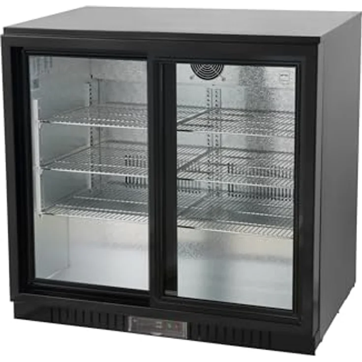 METRO Professional Barkühlschrank GBC3102, 198 L, 2-türig, Luftkühlung, Aluminium/Glas, schwarz, mit Schloss, LED-Beleuchtung – Bild 4