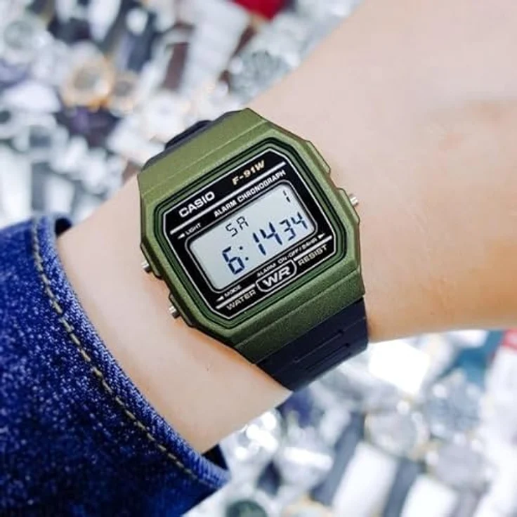 Casio F-91WM-3ACF, Herren Digital Quarz Uhr mit Harz Armband, schwarz – Bild 3
