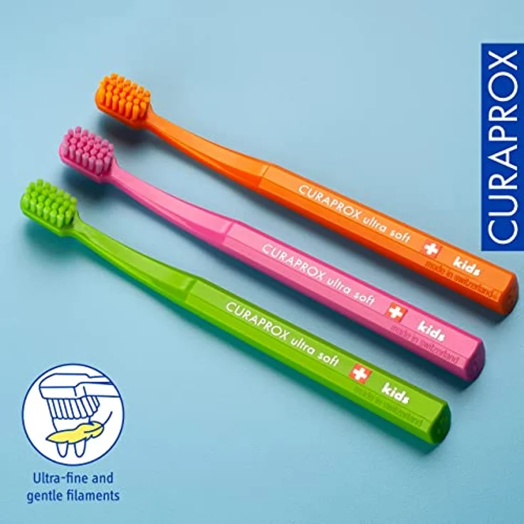 Curaprox CS Kids Toothbrush Ultra Soft CUREN Bristles Small Brush Head Random Color, Kinderzahnbürste mit sanfter Reinigung und lustigem Design – Bild 5