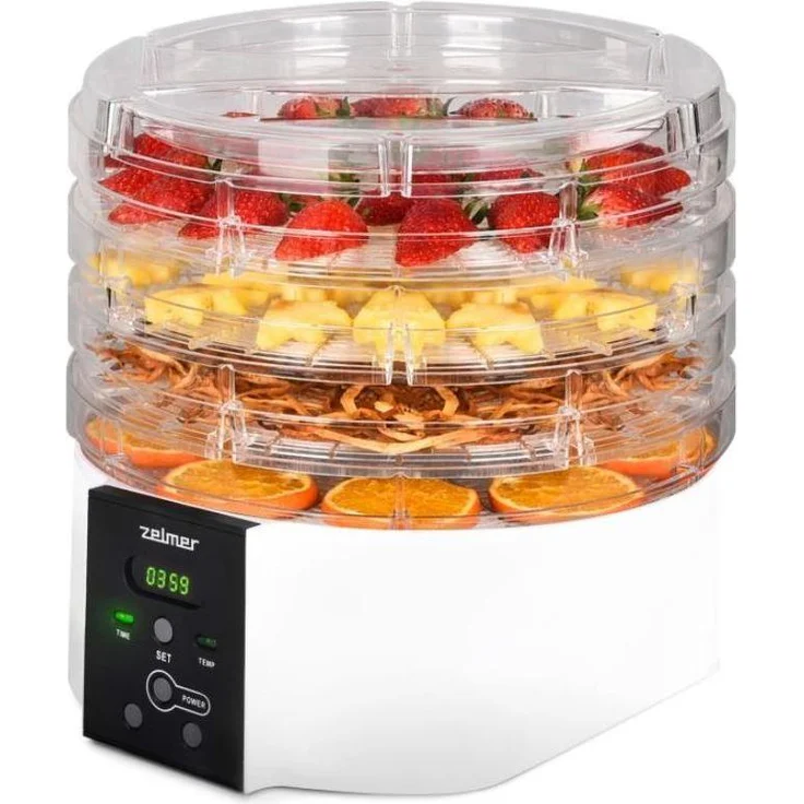 Zelmer ZFD1005, Dörrautomat für Obst und Pilze, 10 kg Kapazität, digitale Steuerung, einstellbare Temperatur bis 70°C, Transparent