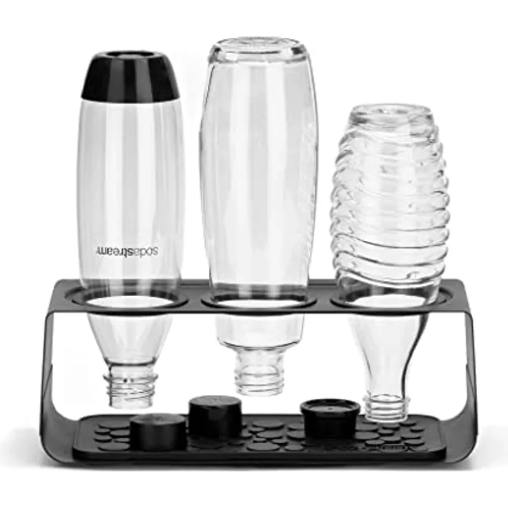 SodaStream Premium Flaschenabtropfhalter aus Edelstahl, kompatibel mit allen SodaStream Flaschen, in matt schwarz, 34,6x14,8x12,6 cm – Bild 1