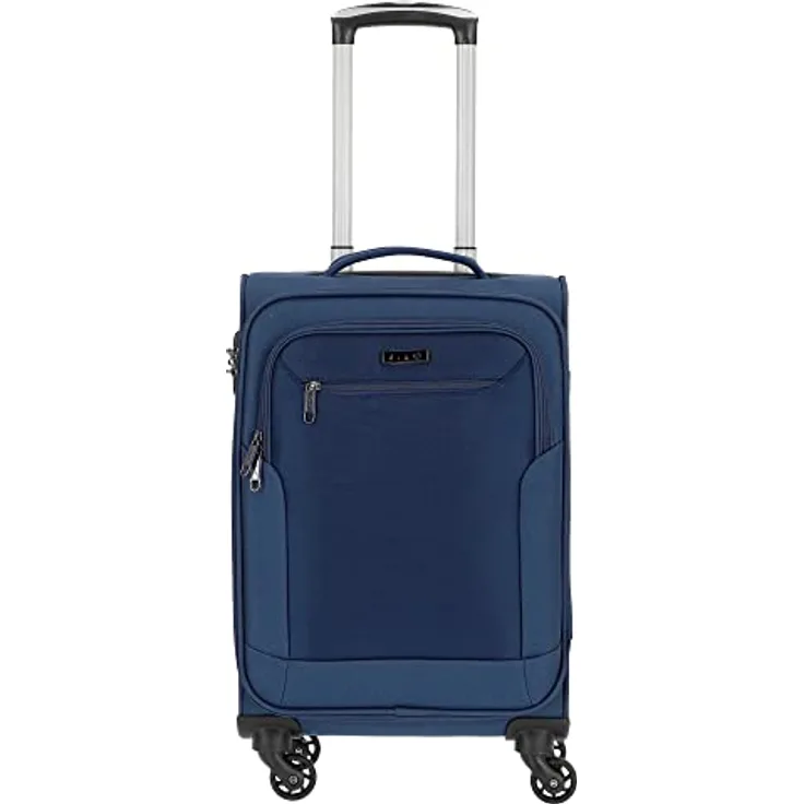 D&N Travel Line 6804 Koffer, 55 cm, 35L, blau, Bordgepäck Trolley mit Leichtlaufrollen und Teleskopgestänge