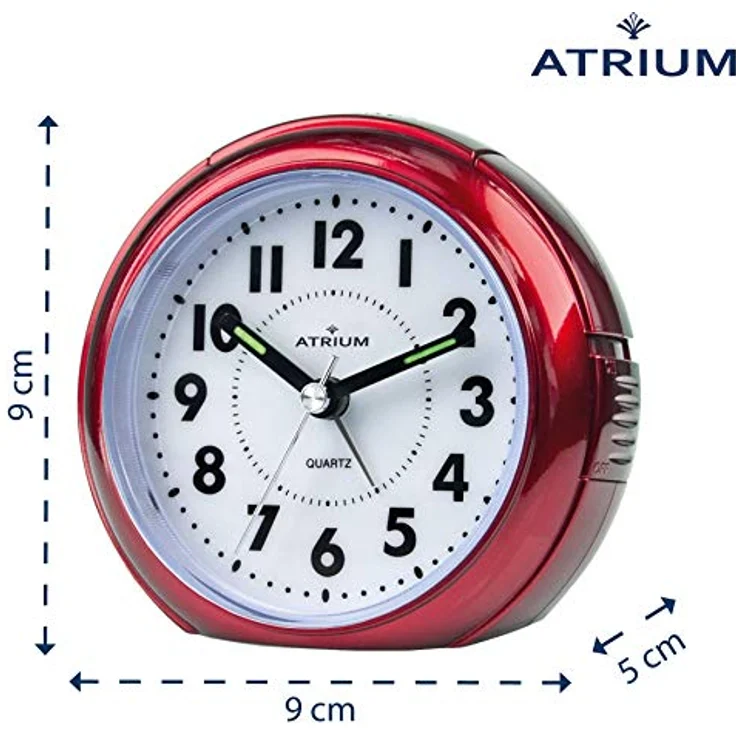 Atrium A240-1, Analog Quarz Wecker ohne Ticken, Rot Metallic, mit Licht und Snooze-Funktion – Bild 3