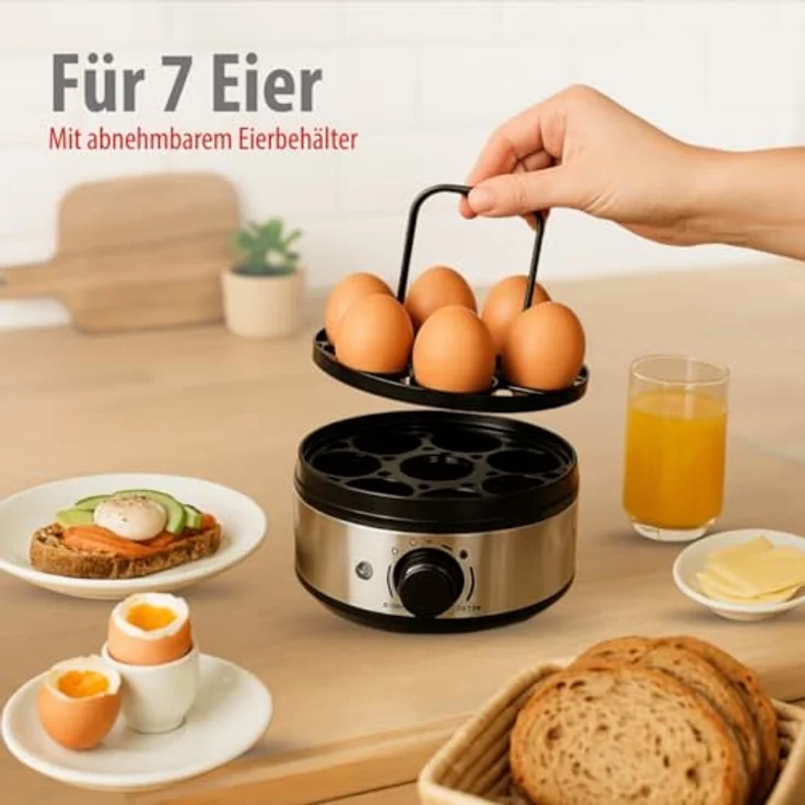 Alpina Eierkocher MEALEI162/005, 400W für 7 Eier, silber – Bild 4
