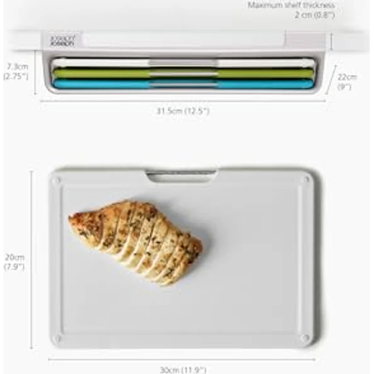 Joseph Joseph Schneidebrett Folio Slim 3-piece, Edelstahl, Kunststoff, (Set, 4-St) - Platzsparendes Schneidebrett-Set mit rutschfesten Füßen und Edelstahlgriffen – Bild 2