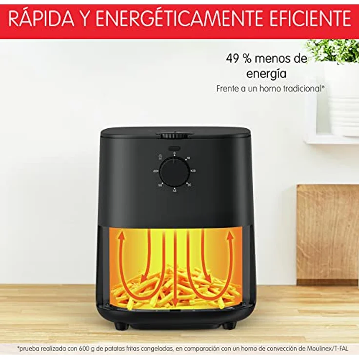 Moulinex Easy Fry Essential EZ1308 Heißluftfritteuse, mit wenig oder ohne Öl, manuelle Steuerung, 5 Programme, gesunde Mahlzeiten, Fassungsvermögen 3,5 l/1 kg, bis zu 4 Personen, Schwarz – Bild 4