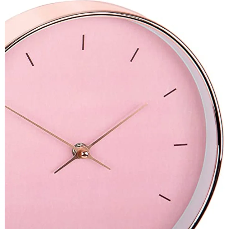 K&L Wall Art Rosa Gold Wanduhr ohne Tickgeräusche Rosegold Wanduhren modern Wohnzimmer Deko Ø 25cm für Mädchen lautloses Quarz Uhrwerk (Rosa Roségold Optik) – Bild 5
