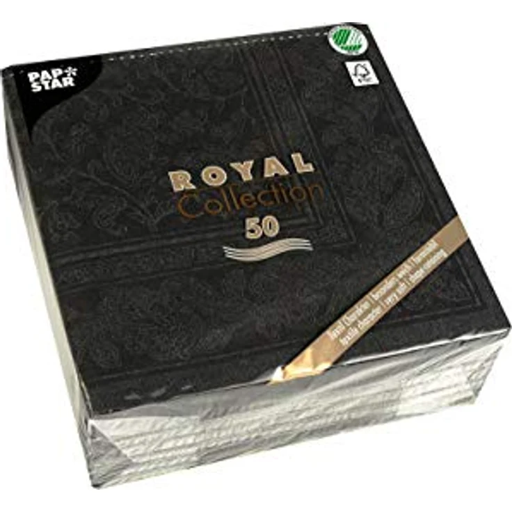 Papstar 50 Servietten ''ROYAL Collection'' 1-4-Falz 40 cm x 40 cm schwarz ''Ornaments'', #19828 – Bild 2