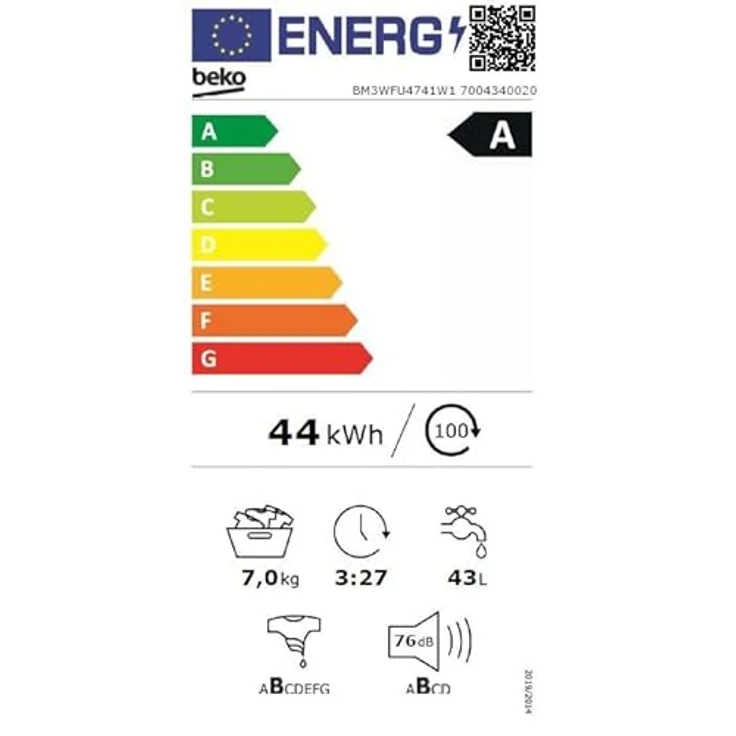 Beko BM3WFU4741W1 Waschmaschine, 7kg Frontlader mit SteamCure, Coldwash und ProSmart Inverter Motor, Weiß – Bild 10