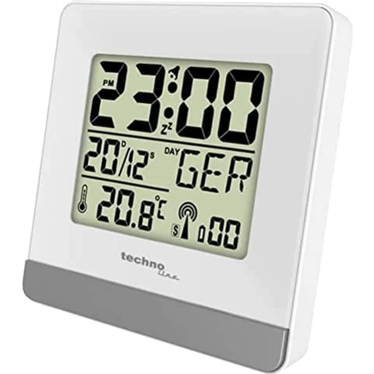 Technoline Funkwecker mit Temperaturanzeige, Weiß, 79 x 79 x 30 mm – Bild 1