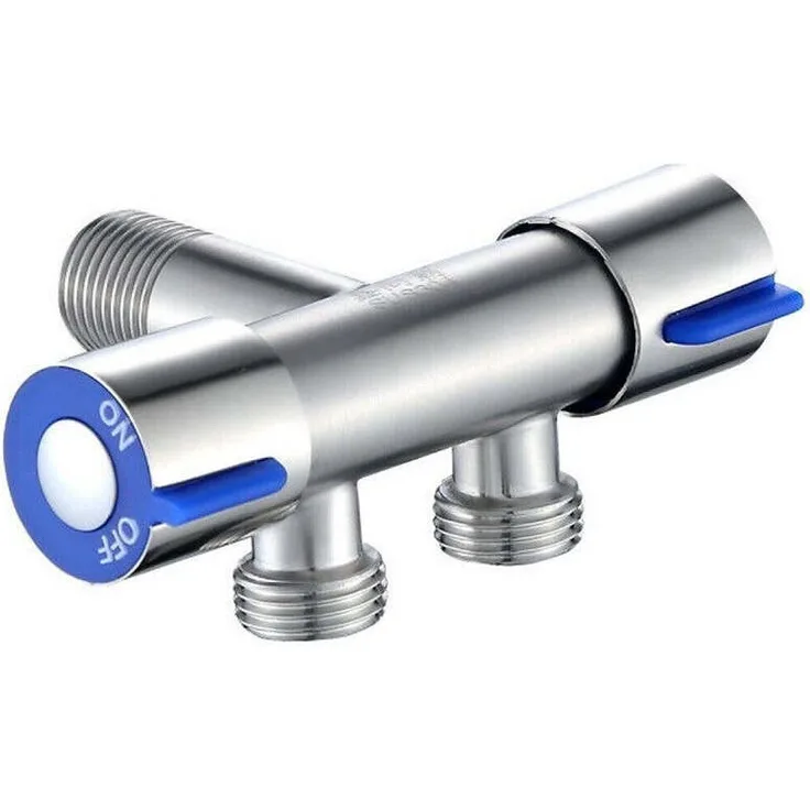 MAVURA Waschtischarmatur Edelstahl Doppelauslass-Wasserverteiler mit zwei Drehreglern, korrosionsbeständig