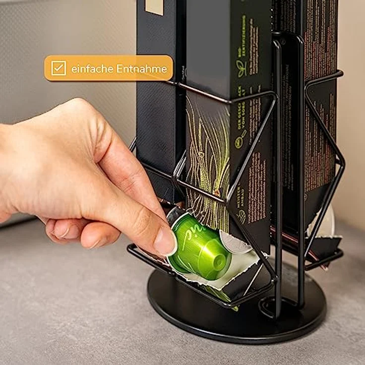 eluno Kapselständer für Nespresso, Kapselspender für Umkarton, 360° drehbar, schwarz – Bild 3