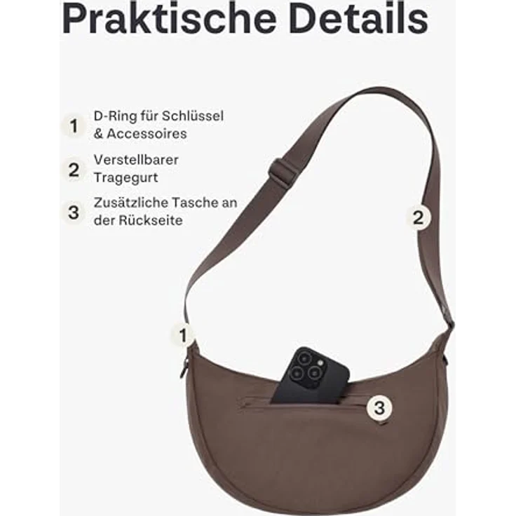 Johnny Urban Ally Umhängetasche M, 33 cm, braun, 100% Polyester, praktische und stilvolle Tasche – Bild 4