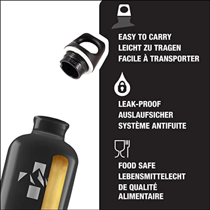 Sigg Unisex – Erwachsene Mountain Black Wasserflaschen, Schwarz, 0.6 – Bild 3