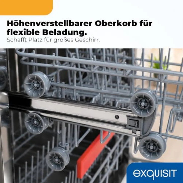 Exquisit GSP59316-450C Geschirrspüler 16 Maßgedecke, Energieklasse C, 8 Spülprogramme, Aquastop, Innenbeleuchtung, unterbaufähig, Silber – Bild 7