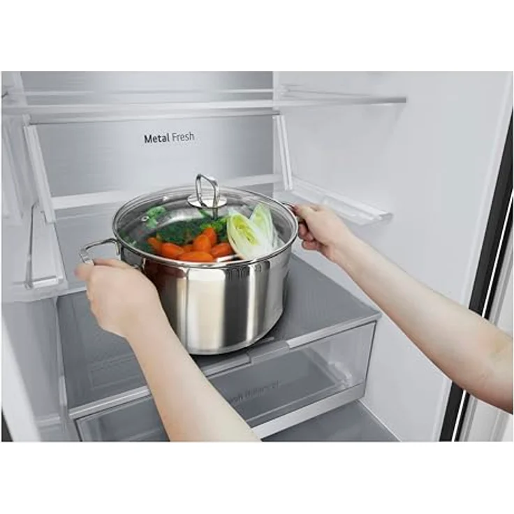 LG GBV7280AEV, Klasse A, 387 L, Kühl-Gefrierkombination mit FlatDoor-Design, Total NoFrost, DoorCooling+, Variables Ablagefach für XXL-Stauraum, 67.5 x 59.5 x 203cm ꟷ Essence Black Steel – Bild 4