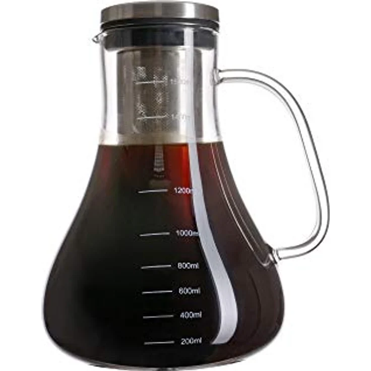 GRÄWE Cold Brew Coffee Maker 1,5 Liter - Kaffeebereiter mit Glaskaraffe aus Borosilikatglas und Edelstahl-Filter - Cold Brew Kanne für Kaffee, Eiskaffee - Cold Brew Tea Maker 6 Tassen – Bild 2