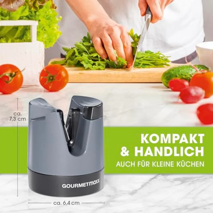 GOURMETmaxx Messerschärfer/Messerschleifer für alle Messer & Scheren | Automatische Winkeleinstellung & kompaktes Design | Mit Polierstab [Schleifblock] – Bild 5