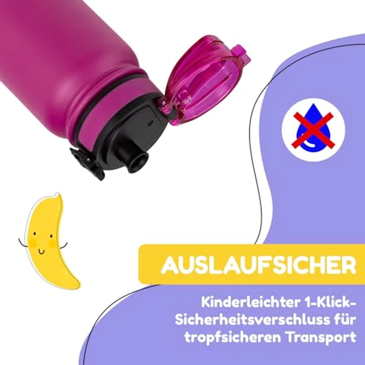 Schmatzfatz Trinkflasche Kinder Auslaufsicher, 550ml Edelstahl-Trinkflasche für Schule & Kindergarten, Wasserflasche BPA-Frei, Für Kaltes & Heißes, Auslaufsichere Trinkflasche für Mädchen & Jungen – Bild 2