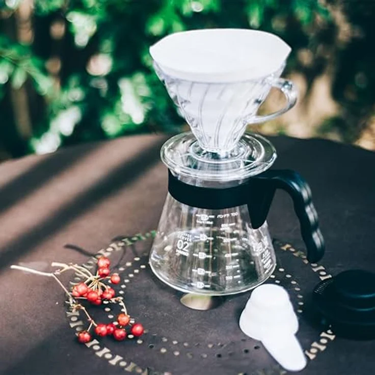 HARIO V60 Coffee Dripper and Server Set 02 - Black, inkl. 600mL Glaskanne und 40 Filterpapieren – Bild 2