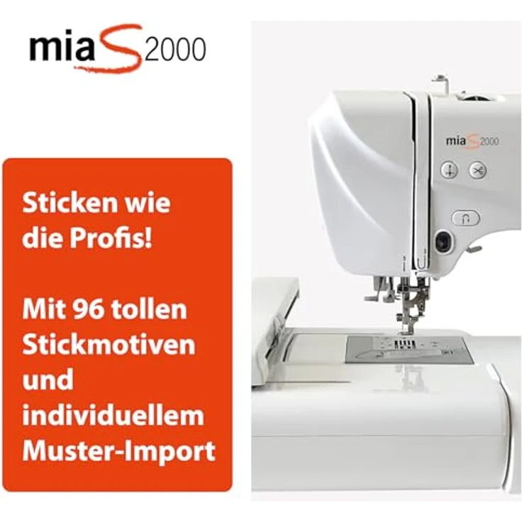 GLAESERhome miaS2000 Stickmaschine, kompakte Stickmaschine mit 96 vorinstallierten Designs und USB-Anschluss – Bild 3
