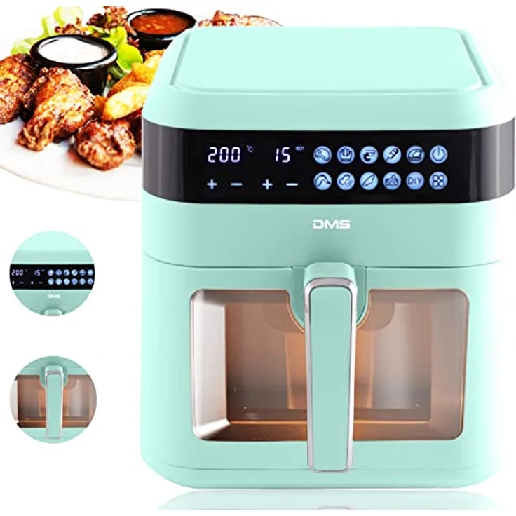 DMS XXXL 7 Liter Heißluftfritteuse | fettfrei und ohne Öl | 10 Programmen | digitales Touch Display | Timer | HFG-7 (Green) – Bild 3
