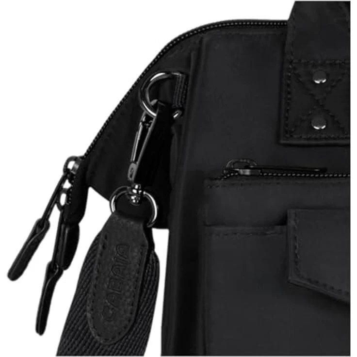 CABAIA Umhängetasche Crossbody M, 100% recyceltes Polyamid, auswechselbare Vortasche, abnehmbarer Schulterriemen, schwarz – Bild 5