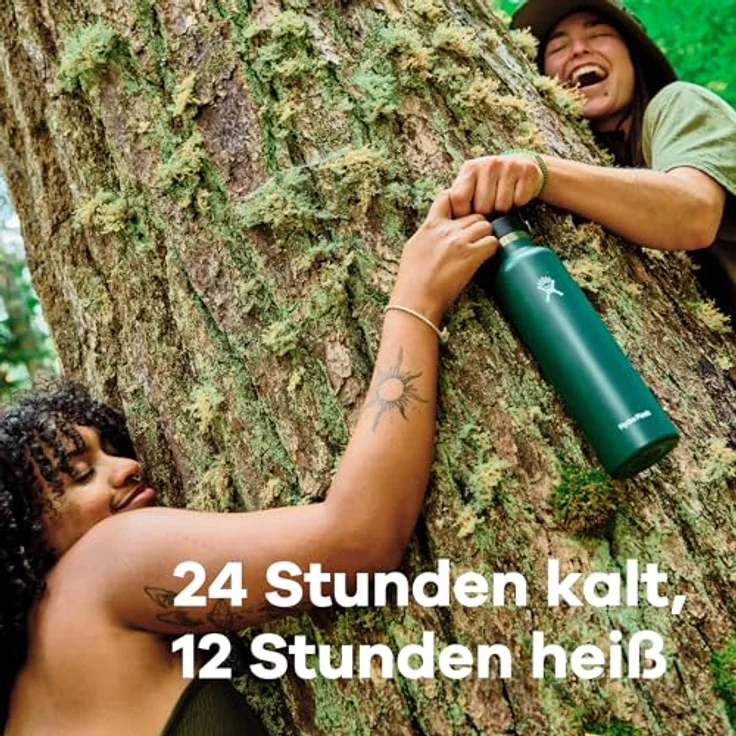 HYDRO FLASK Standard Mouth Trinkflasche 621ml (21 oz) Isolierte Wasserflasche aus Edelstahl Sportflasche mit auslaufsicherem Flex Deckel & Gurt Thermoflasche Spülmaschinenfest Aloe – Bild 2