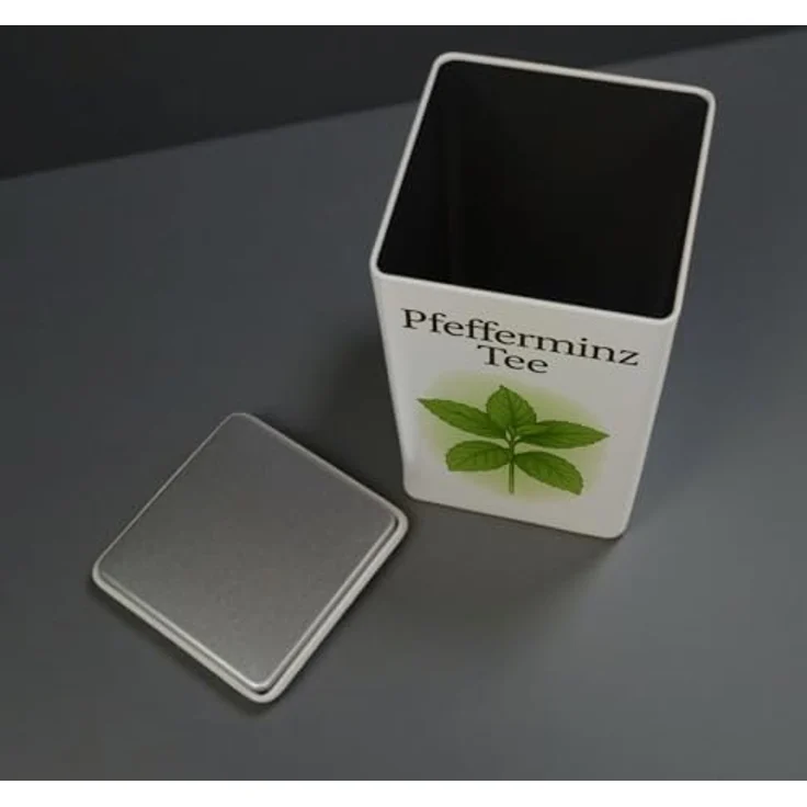 speecheese Grüne Ruhe Pfefferminz Tee Dose, 900 ml Vorratsdose mit botanischen Illustrationen und lebensmittelechter Qualität – Bild 4