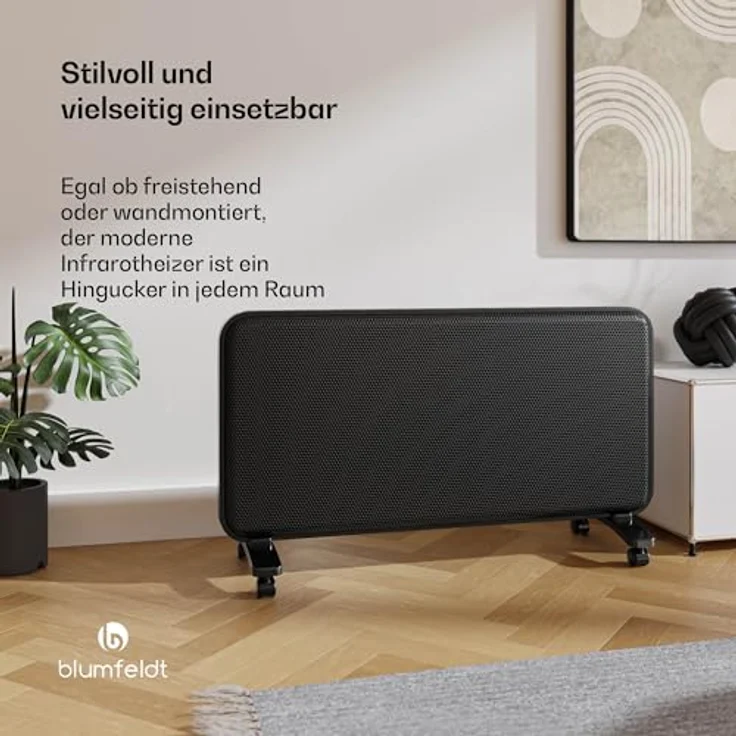 Blumfeldt Infrarotheizung 2000 W – Graphen-Heizelement, App & Touch-Steuerung, IP24, für Räume bis 20 m², Schwarz – Bild 3
