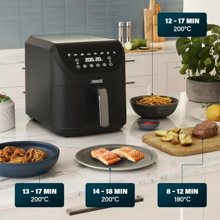 PRINCESS Heißluftfritteuse 182256 SlimFry, 2000 W, 8 l Volumen, digitales Bedienfeld, gesundes Frittieren ohne Öl – Bild 9