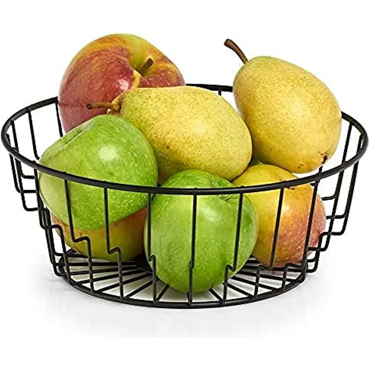 Zeller 27410 Obstkorb, Metall, schwarz, ca. Ø 24 x 9,5 cm, Obstschale, pulverbeschichtet