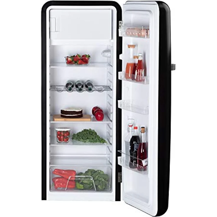 CREATE Retro Fridge 150 Silver, Kühlschrank mit Gefrierfach 281L in Schwarz, 3 Ablagen, Temperaturregelung, 150cm Höhe, niedriger Energieverbrauch – Bild 4