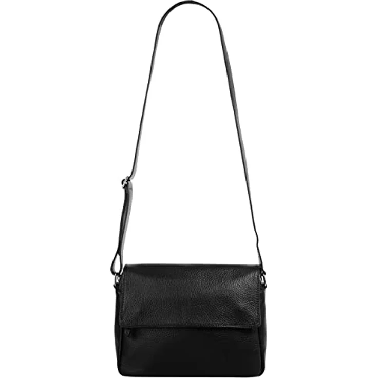 Samantha Look Umhängetasche, echt Leder, Made in Italy, 22 cm x 18 cm, verstellbarer Schulterriemen, 4 Fächer, schwarz – Bild 7
