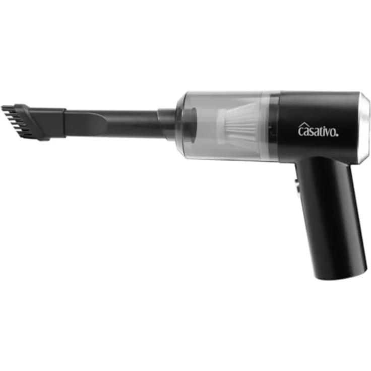 Casativo Akku-Handstaubsauger 50W, kabellos mit HEPA-Filter, LED-Leuchte, 3kPa Saugkraft, schwarz, 15 Min. Laufzeit, leicht (310 g) – Bild 5