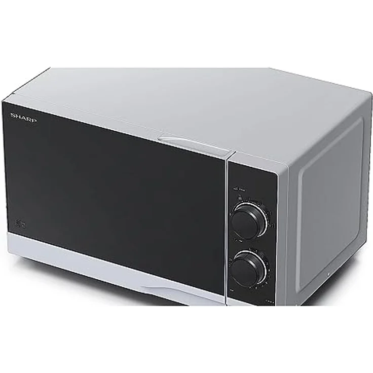 Sharp YC-PS201AE-S Mikrowelle, Standgerät, 20 Liter Garraum, 700 Watt, 6 Leistungsstufen, Auftaufunktion, silber, schwarz – Bild 3