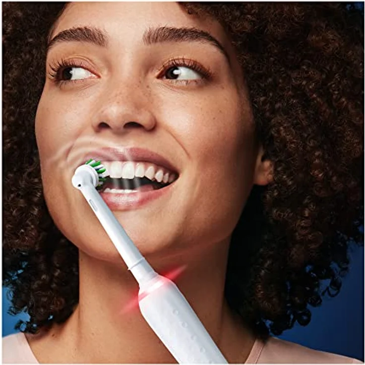 Oral-B PRO 3 3000 Elektrische Zahnbürste/Electric Toothbrush, 2 Sensitive Clean Aufsteckbürsten, 3 Putzmodi und visuelle 360° Andruckkontrolle für Zahnpflege, Geschenk Mann/Frau, weiß – Bild 3