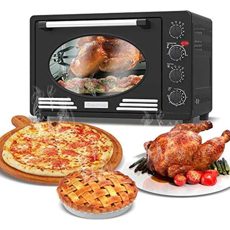 Turbotronic Retro Minibackofen mit Umluft 45l schwarz, rot, blau, beige 2000W, Mini Backofen, Pizzaofen, Grill – Bild 2