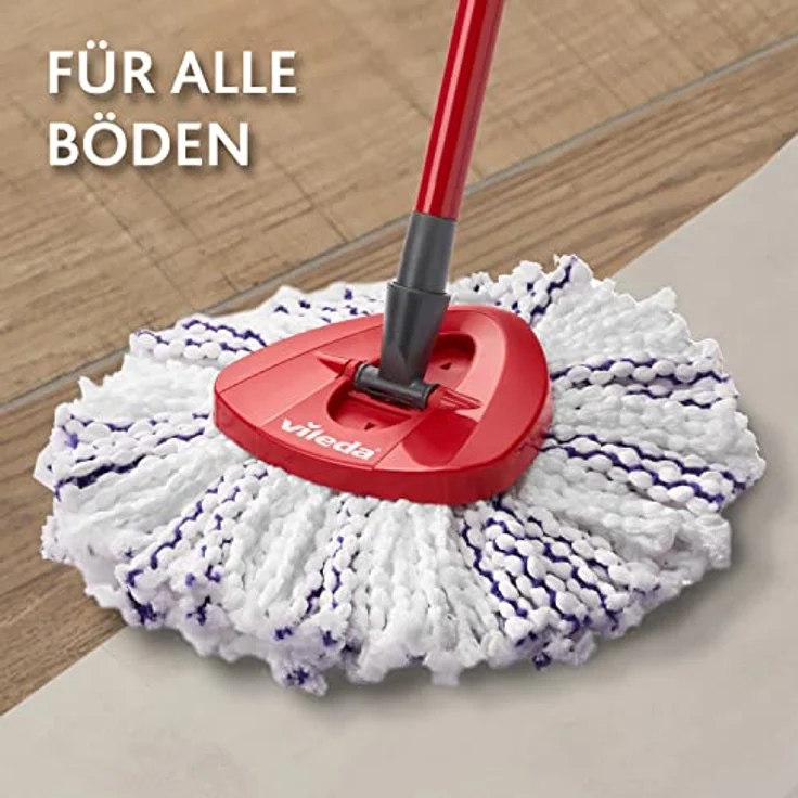 Vileda Turbo 3in1 EasyWring&Clean Wischmopp Ersatzköpfe, Mikrofaser Moppköpfe mit Kraftfasern für Vileda Turbo Sets, ideal für Hartböden, Farbe Lila Weiß, 1er Pack – Bild 5