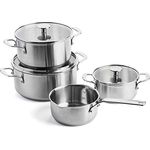 KitchenAid Stainless Steel 7-teiliges Kochgeschirr-Set, 3-lagige Antihaftbeschichtung, induktionsgeeignet, backofenfest, spülmaschinenfest, silber - Preisvergleich