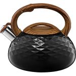 AMBITION Wasserkessel Golf 2,3 L schwarz mat 21,5 x 24 x 19,5 cm geometrisches Muster Pfeifkessel Flötenkessel Wasserkocher Teekessel Induktion